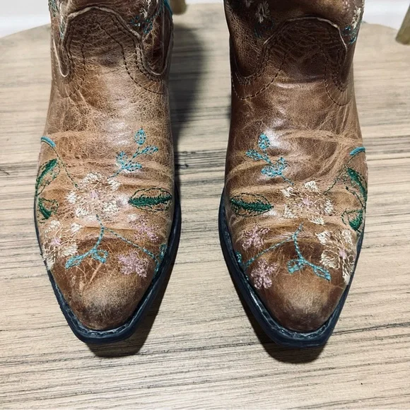 Smoky Mountain Florence Snip Toe Boots Leather & Floral Embroidery Girl's Sz. 2 - Picture 9 of 11